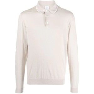 Eleventy Beige Long Sleeve Polo With Traditional Collar - NWT
